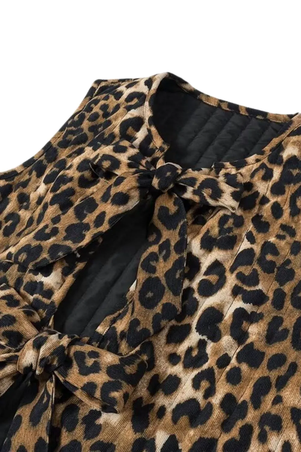 ' Nicholas' Leopard Print Corduroy Bow-Detail Cotton Vest