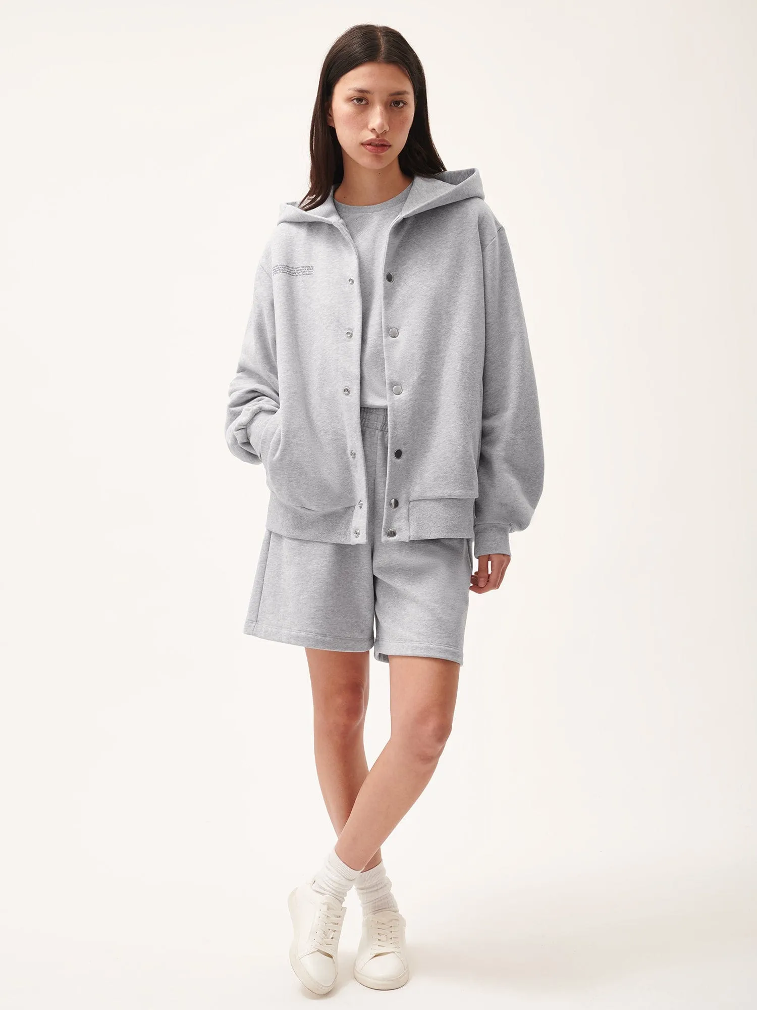 365 Midweight Snap Button Hoodie—grey marl