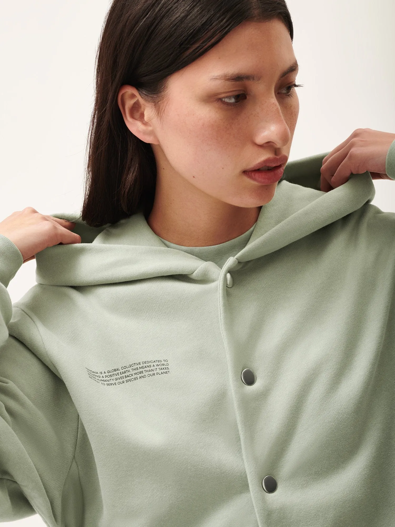 365 Midweight Snap Button Hoodie—moss green