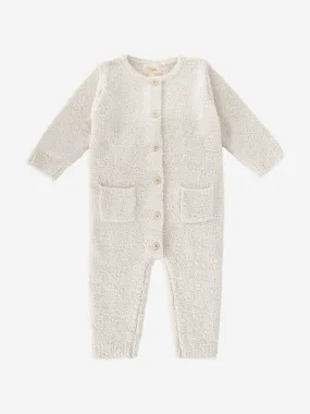 7AM Enfant Baby Fuzzy Long Sleeve Romper in Ivory