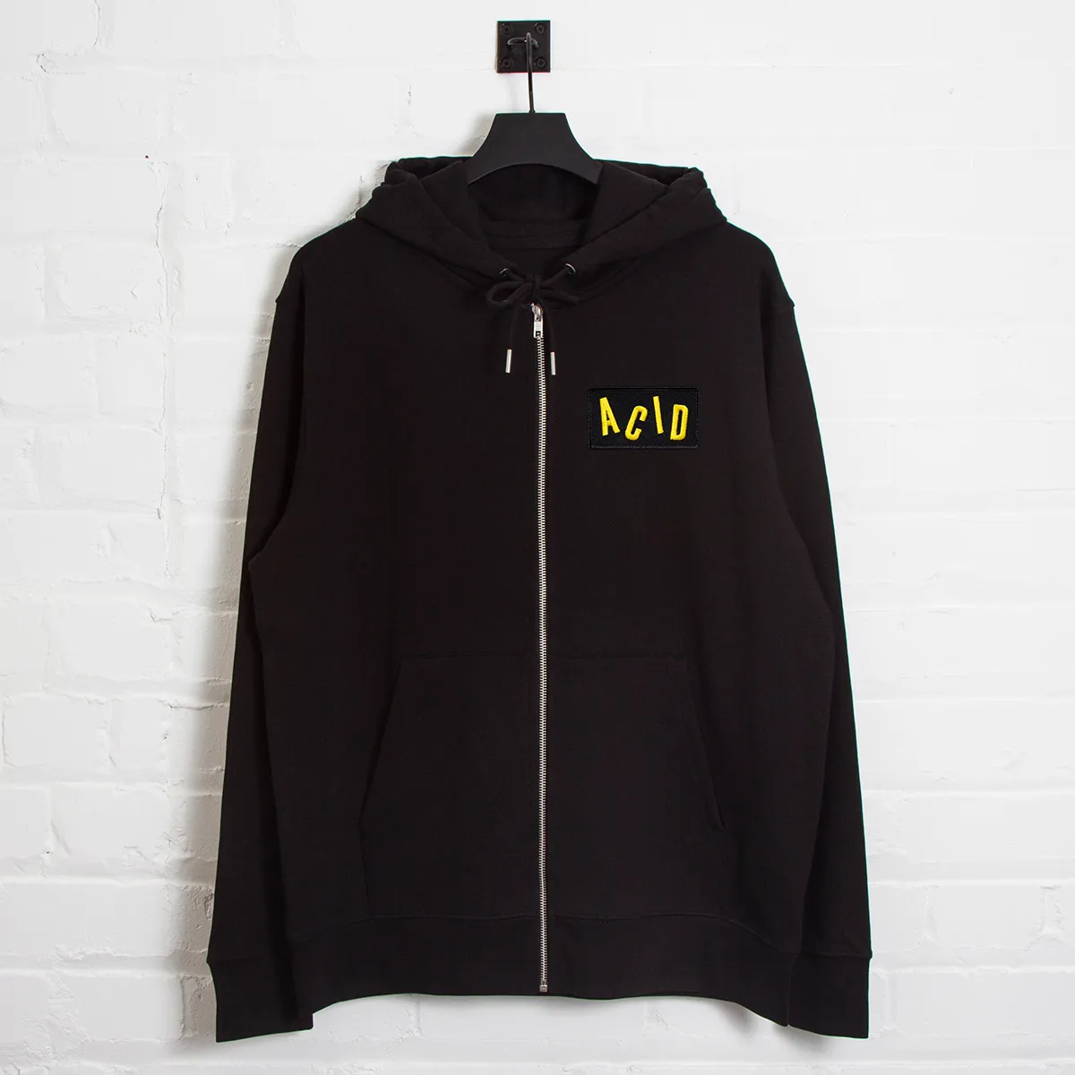 Acid Letter Crest - Zipped Hood - Black