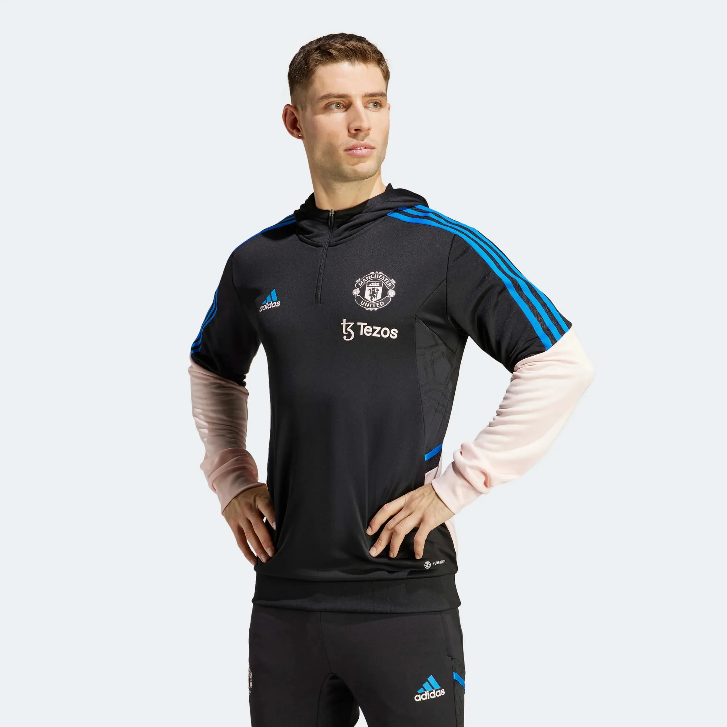 adidas 2023 Manchester United Track Hoodie - Black-Icy Pink