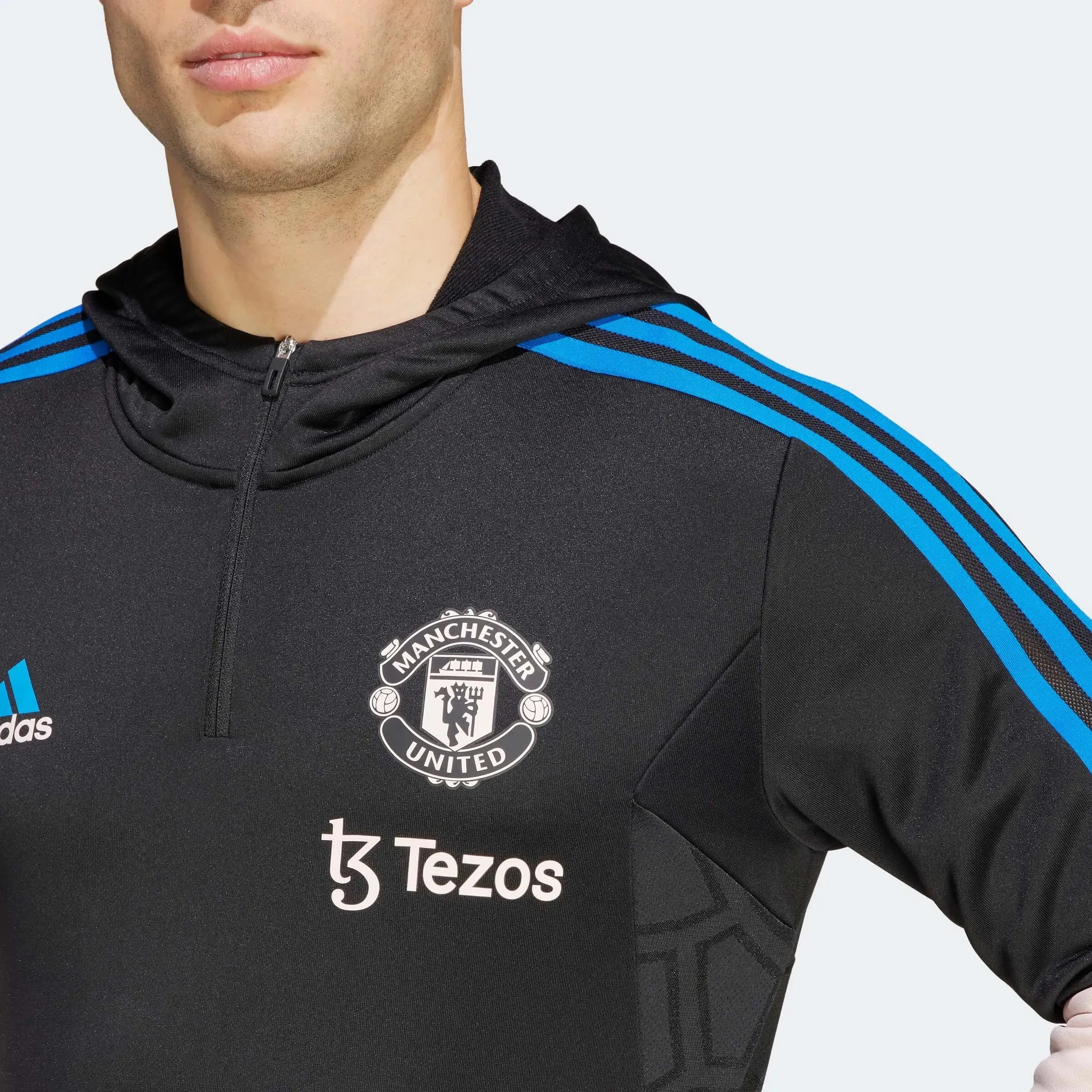 adidas 2023 Manchester United Track Hoodie - Black-Icy Pink