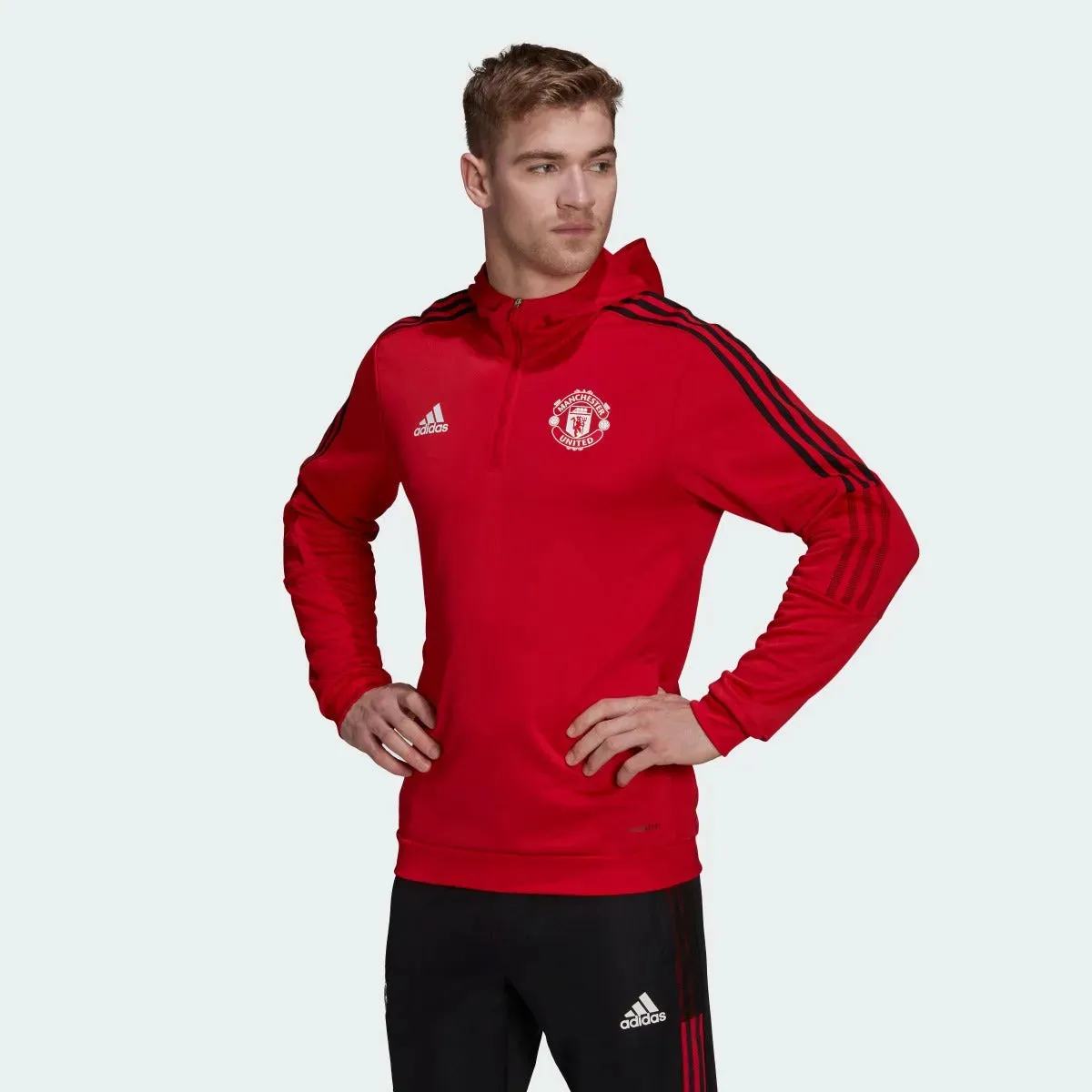 adidas 21-22 Manchester United Track Hoodie - Red