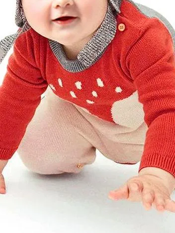 Adorable Fox Style Crochet Baby Romper Knitted Overalls