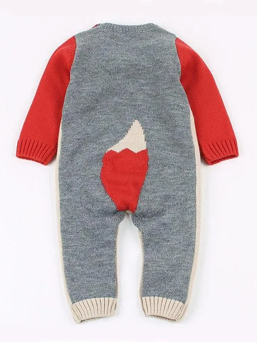 Adorable Fox Style Crochet Baby Romper Knitted Overalls