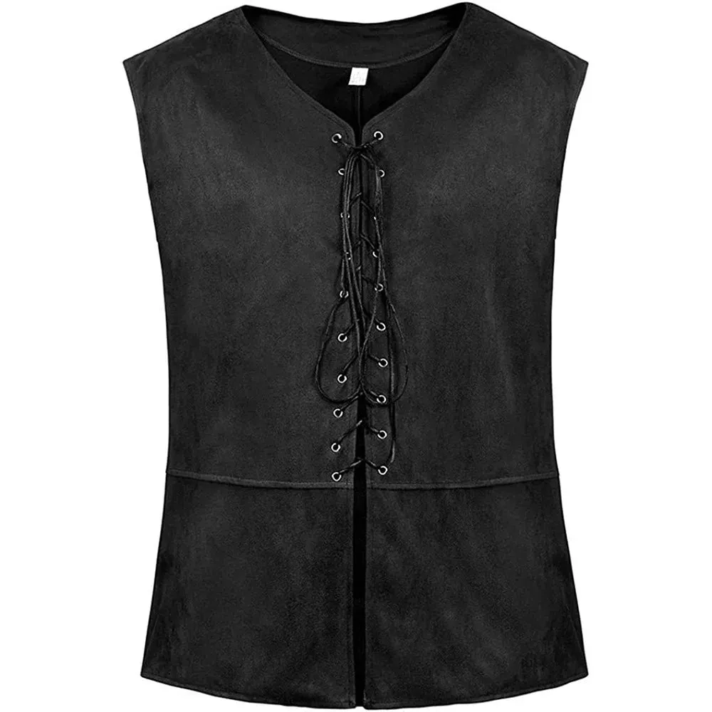 Adult Pirate Vest Plus Size Costume Gothic Sleeveless Viking Vest