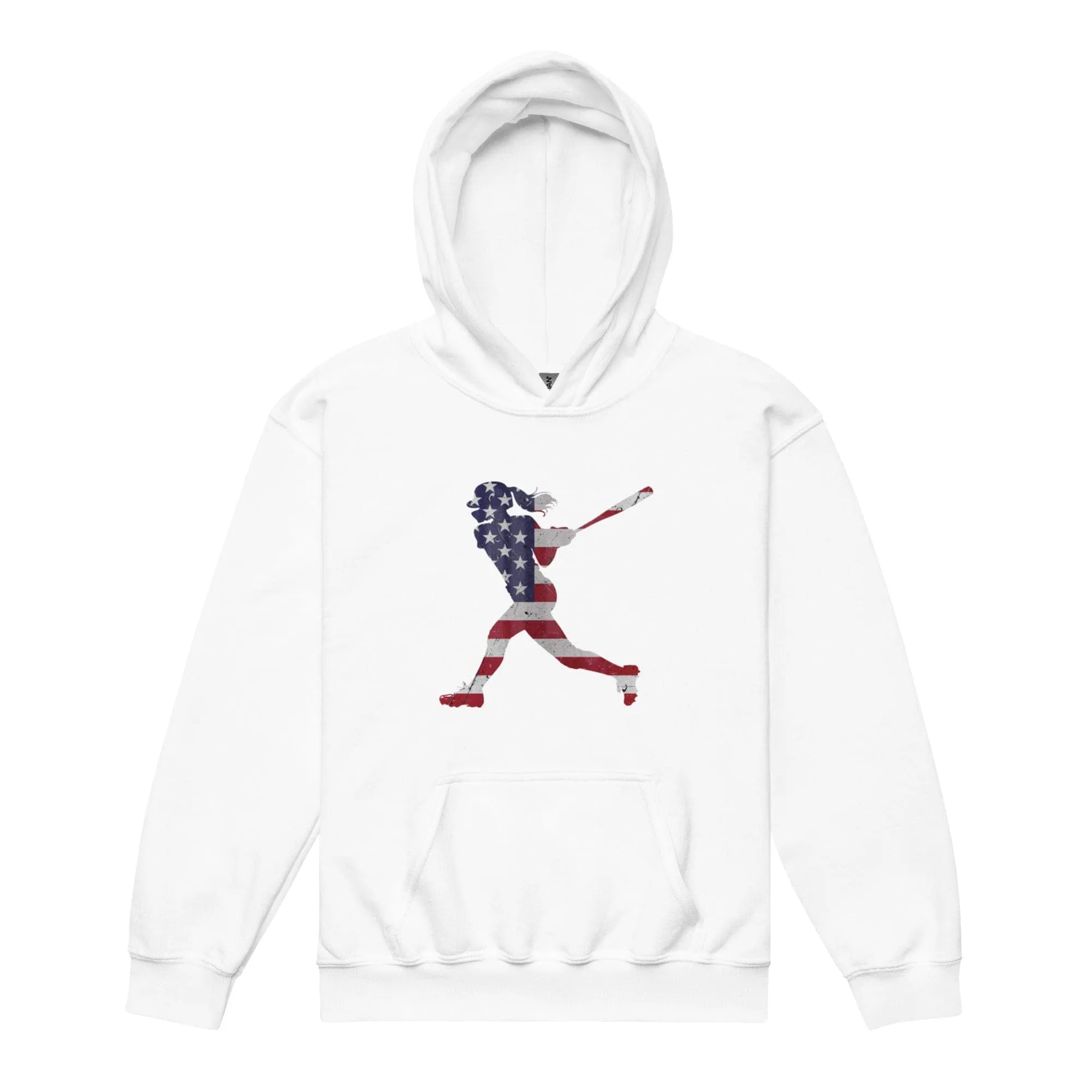 American Flag Softball Batter - Youth Hoodie