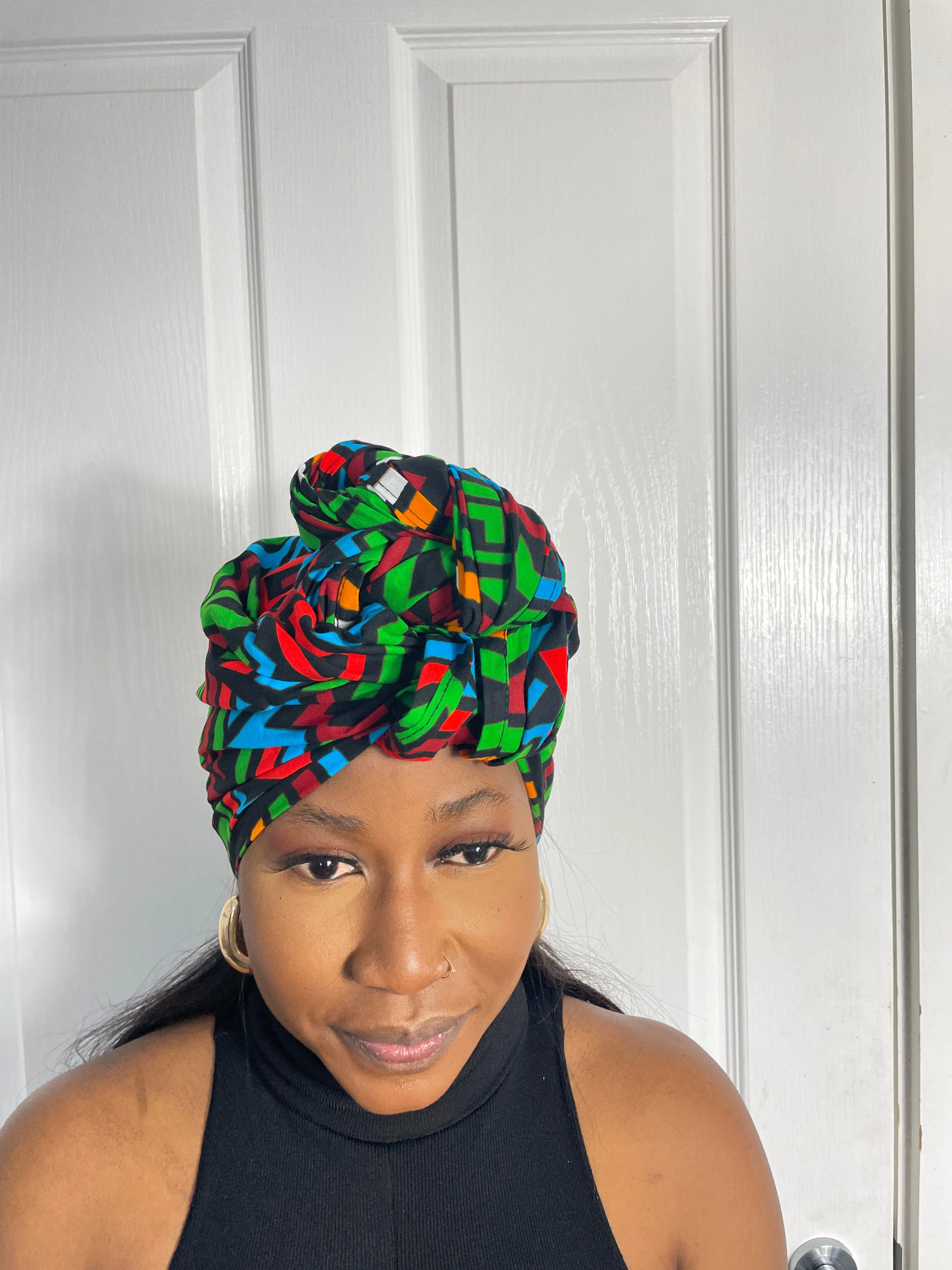 Anika Green and Red Multicolored Ankara Headwrap/Scarf