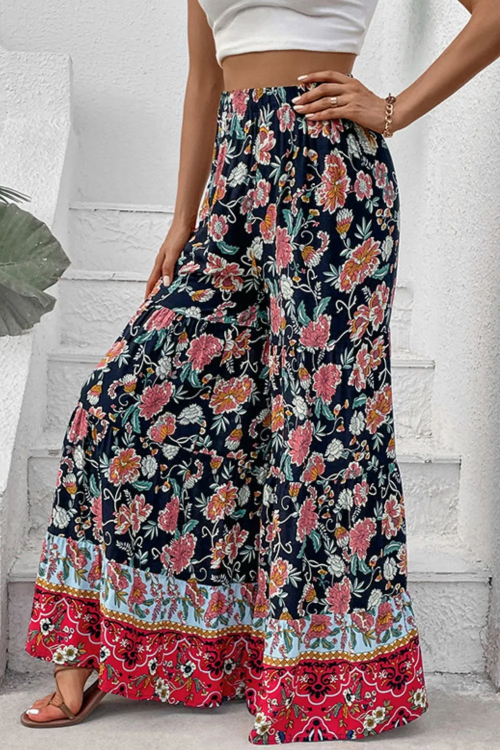 *APP EXCLUSIVE* Floral High Waist Palazzo Pants