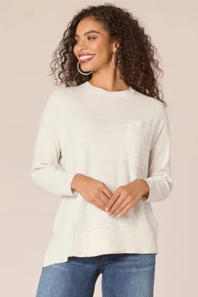 Asymmetrical Hem Knit Top - Cream