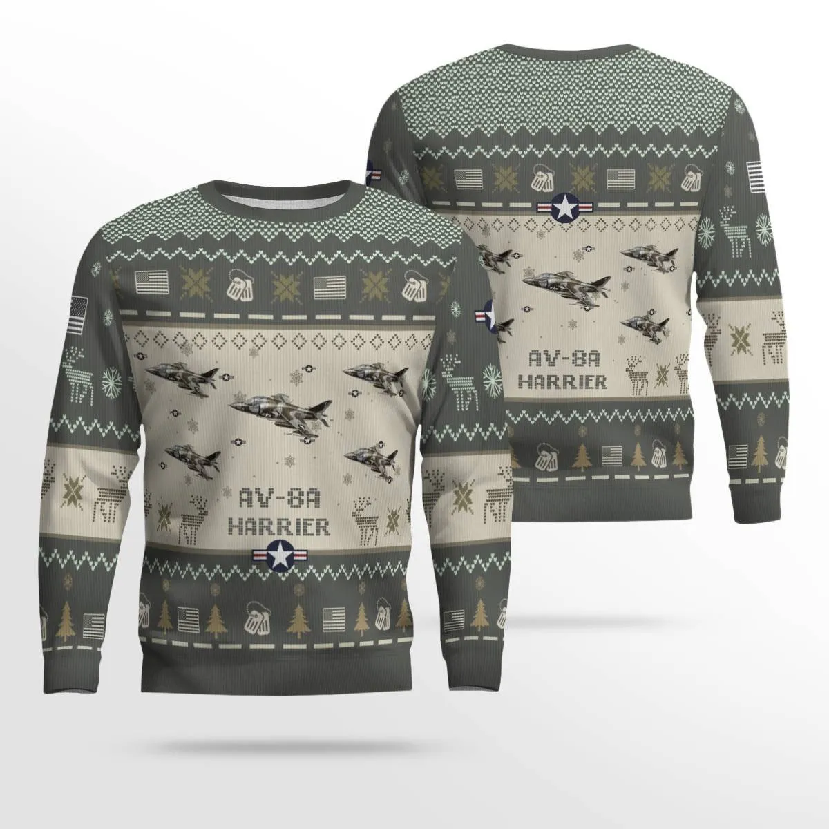 AV-8A Harrier AV8A_Aircraft Ugly Sweater, Ugly Sweater Christmas Shirt for Men Dad Veteran