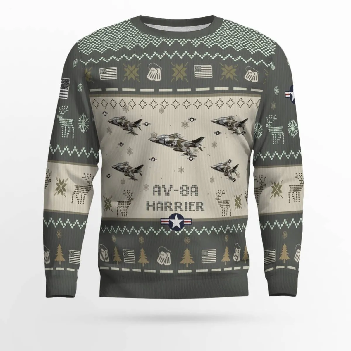 AV-8A Harrier AV8A_Aircraft Ugly Sweater, Ugly Sweater Christmas Shirt for Men Dad Veteran