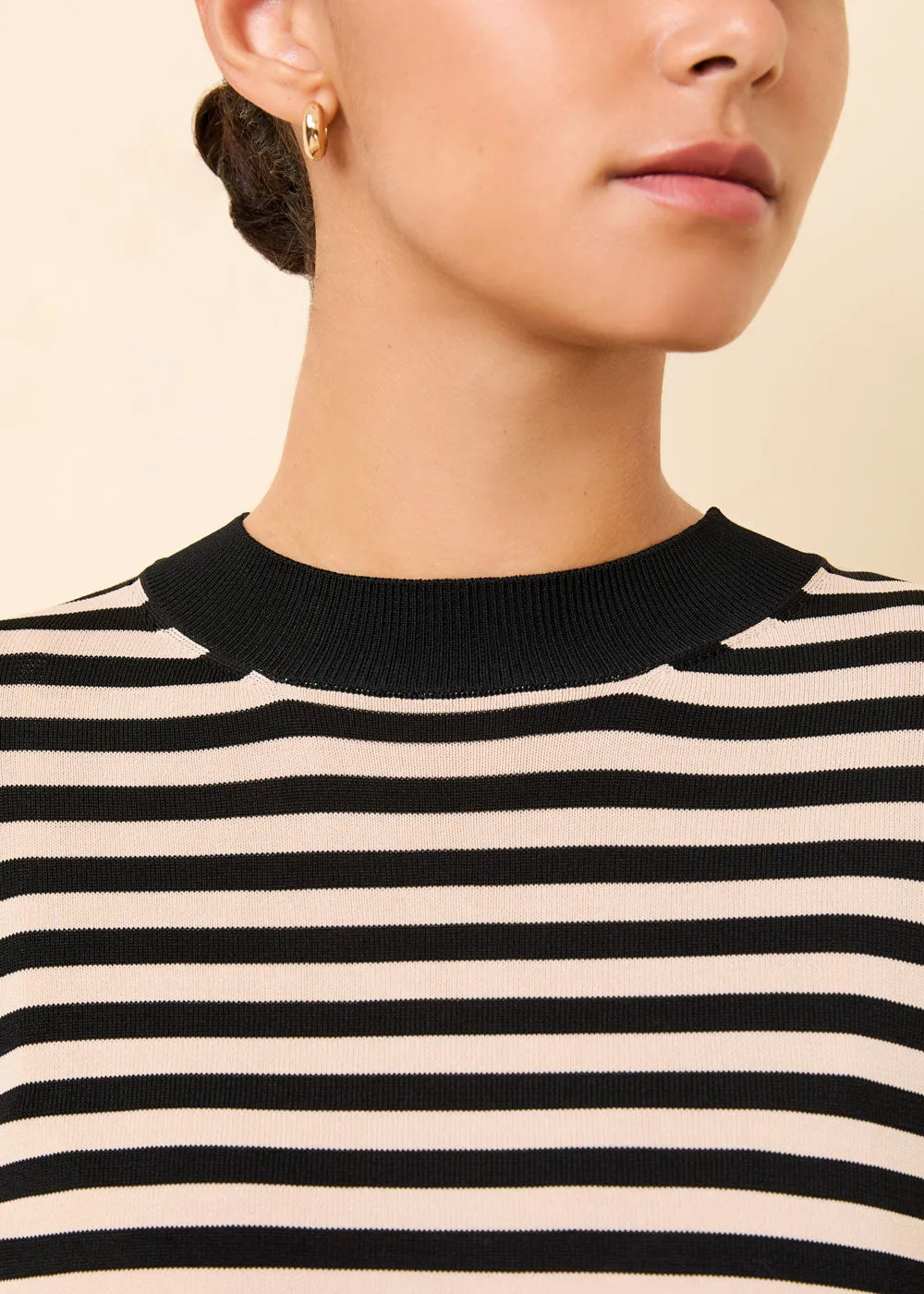 Babetta Sweater Noir Khaki Stripe