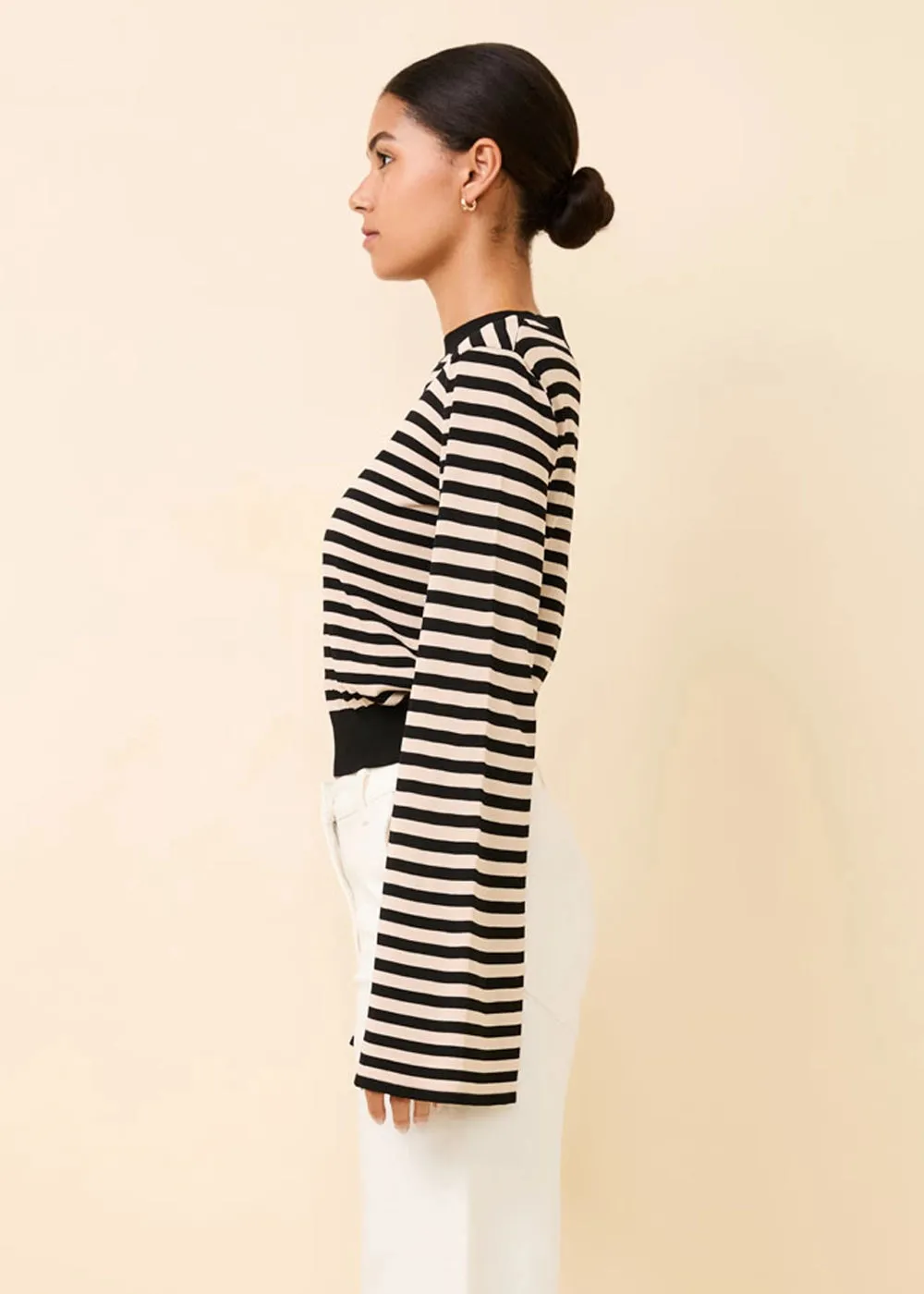 Babetta Sweater Noir Khaki Stripe