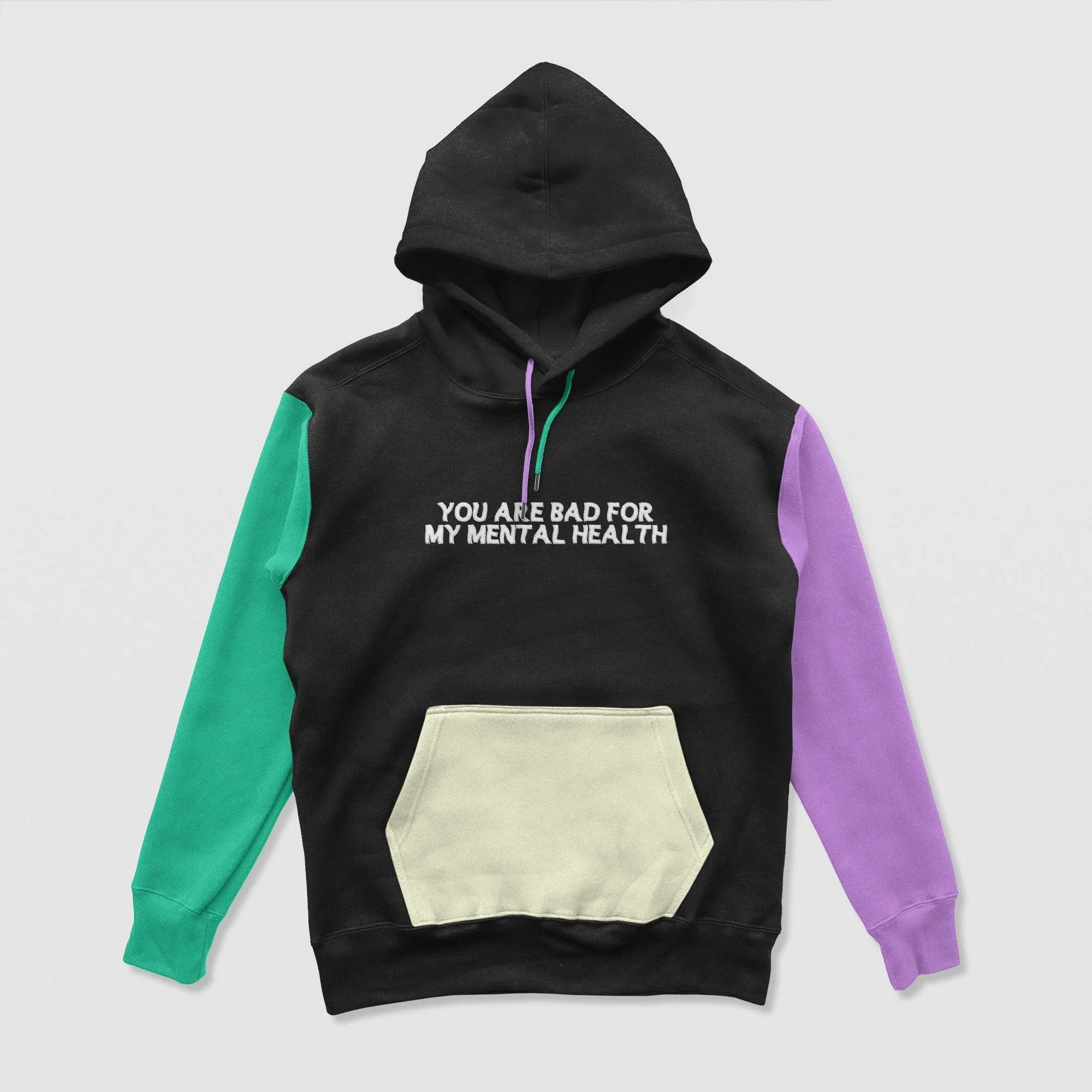 Bad For My Mental Health Color Block Hoodie