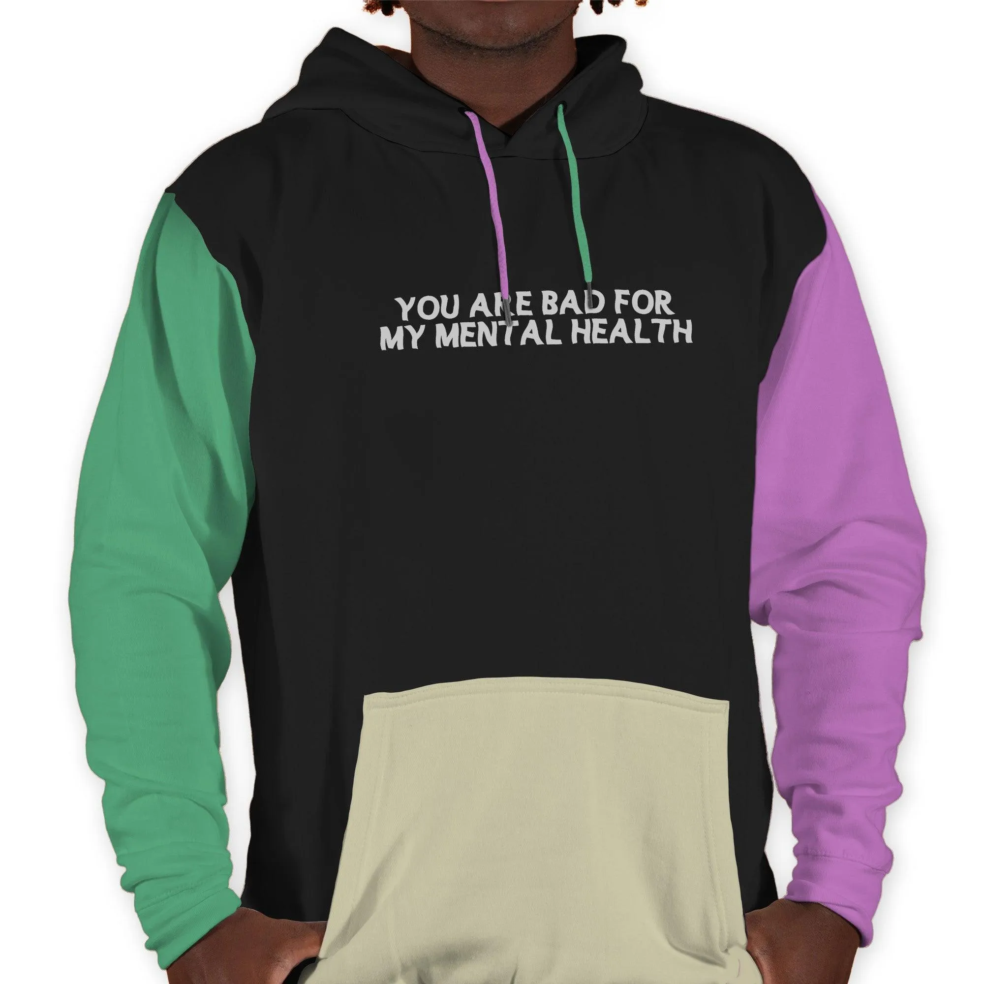 Bad For My Mental Health Color Block Hoodie