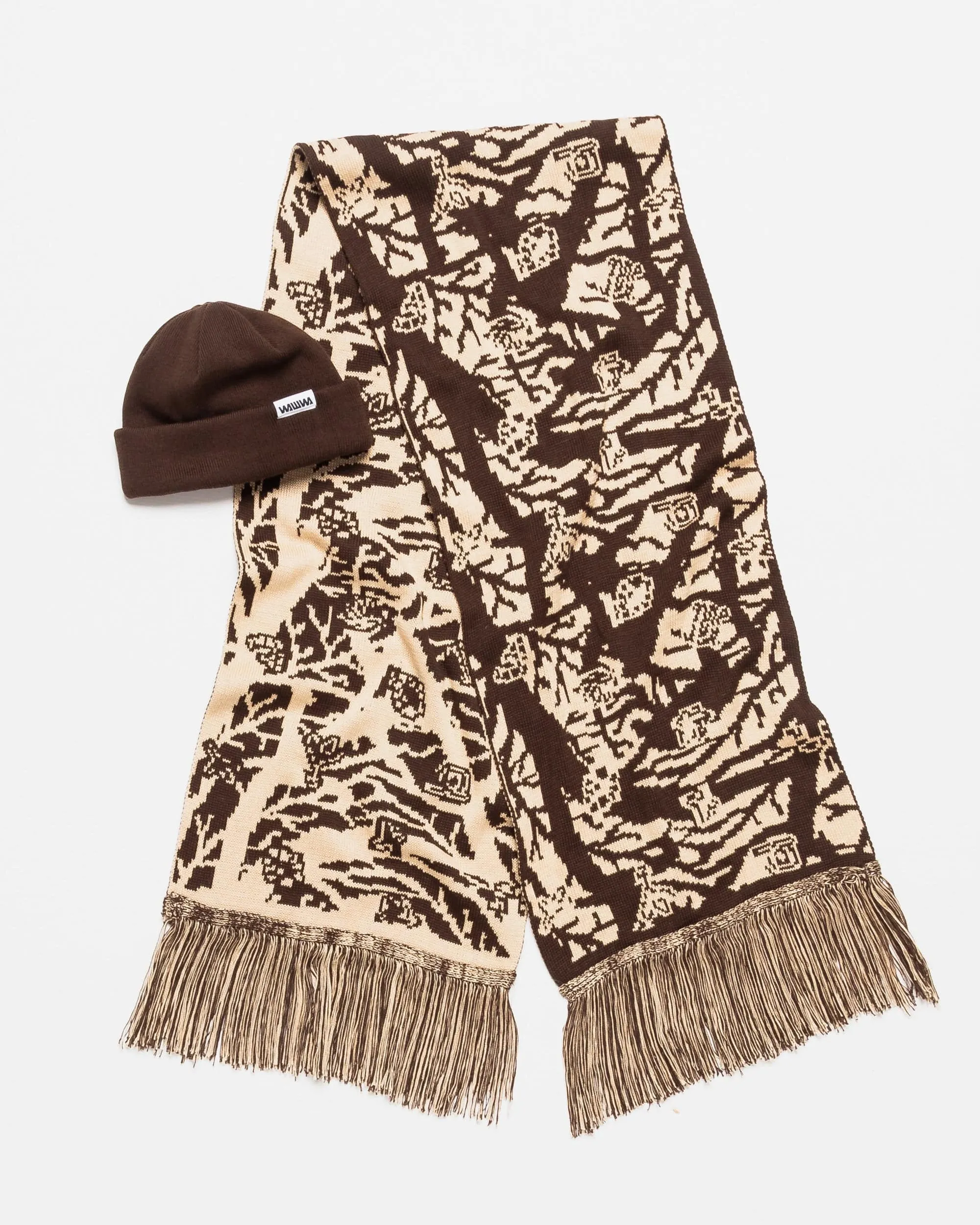 Bamba Scarf & Mill Beanie Set - Brown/Natural