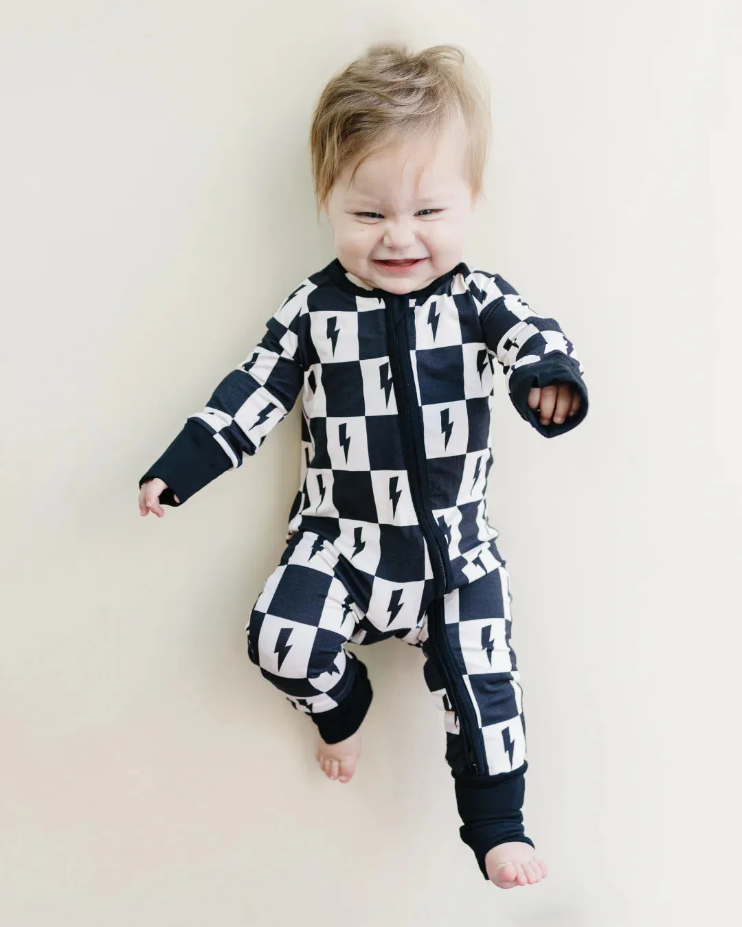 Bamboo Zip Romper- Checks & Bolts