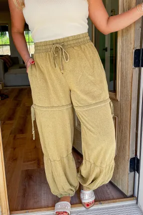 Beige Drawstring High Waist Plus Size Pants