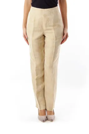 Beige Floral High Waist Pants