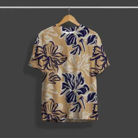 Big Floral Beige Printed T-Shirt