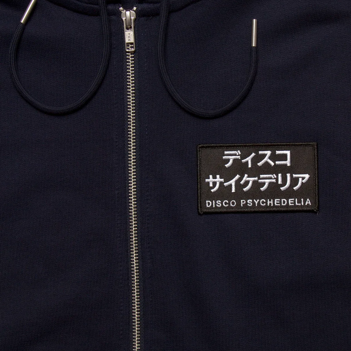 Black Disco Psychedelia Crest - Zipped Hood - Navy