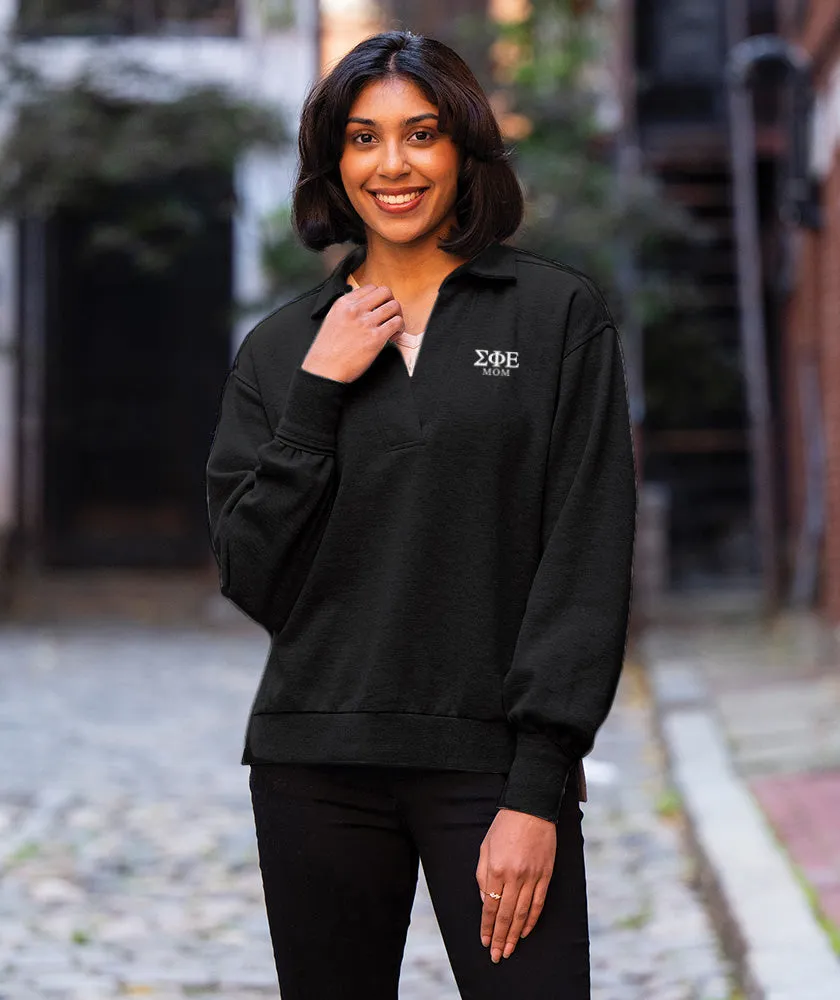 Black Embroidered Mom Sweatshirt