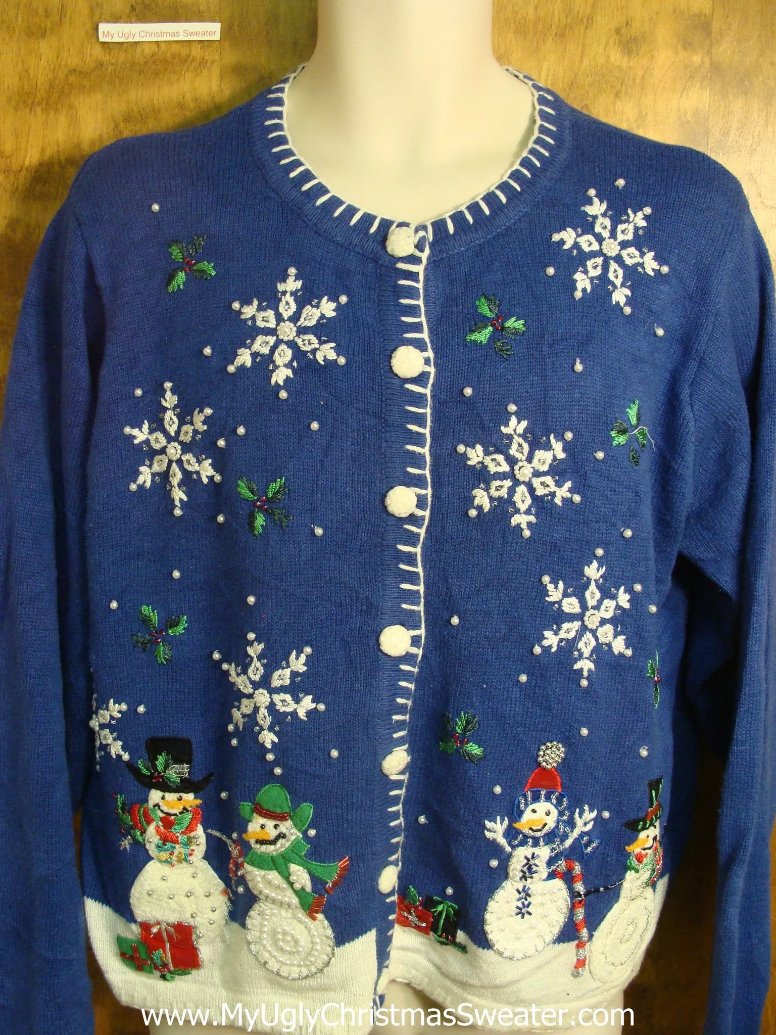 Bling Snowmen and Snowflakes Ugly Christmas Sweater