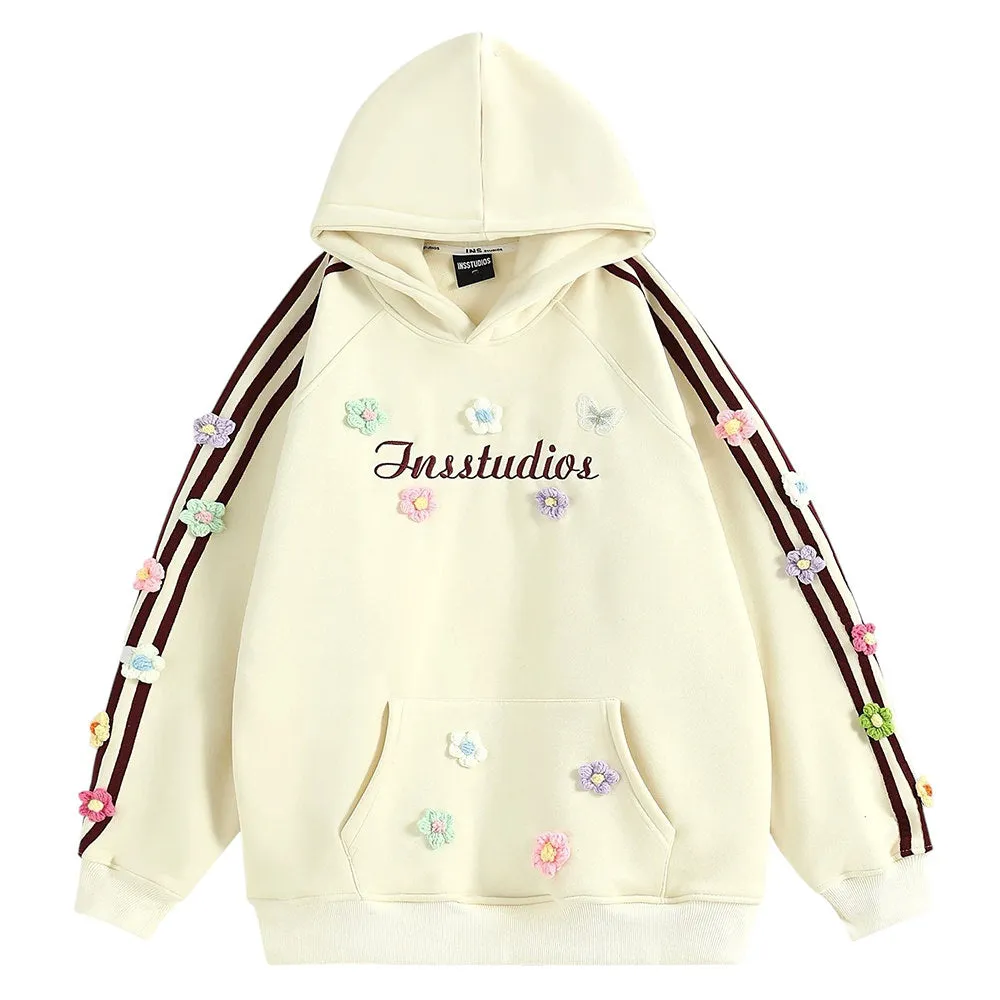 Blokette Aesthetic Floral Embroidery Hoodie