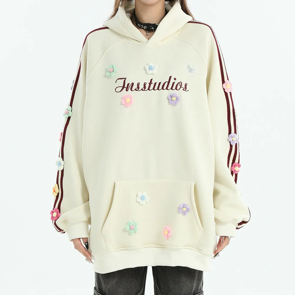 Blokette Aesthetic Floral Embroidery Hoodie