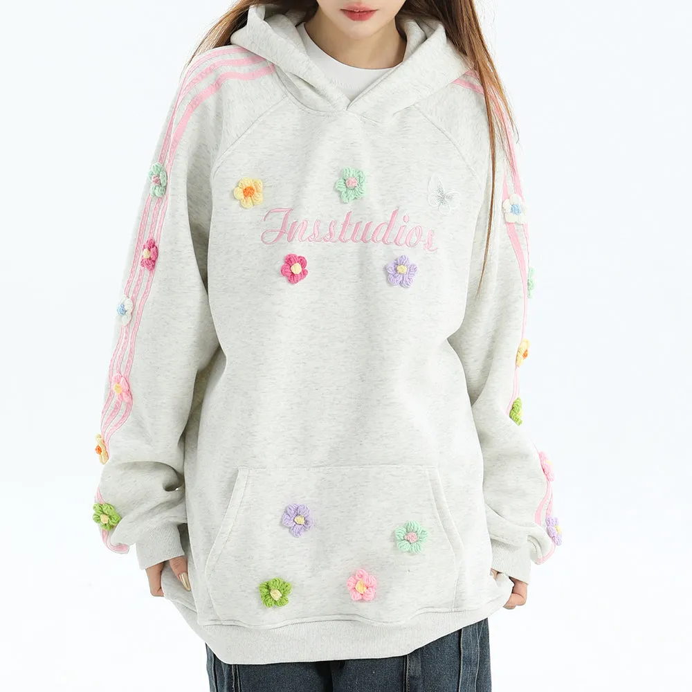 Blokette Aesthetic Floral Embroidery Hoodie