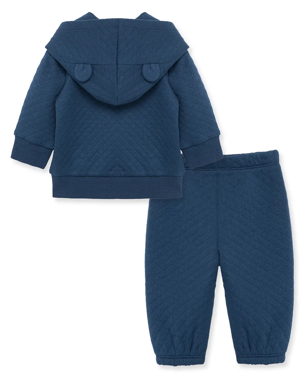 Blue Quilt Hoodie Set