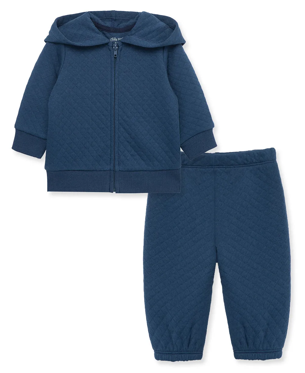 Blue Quilt Hoodie Set