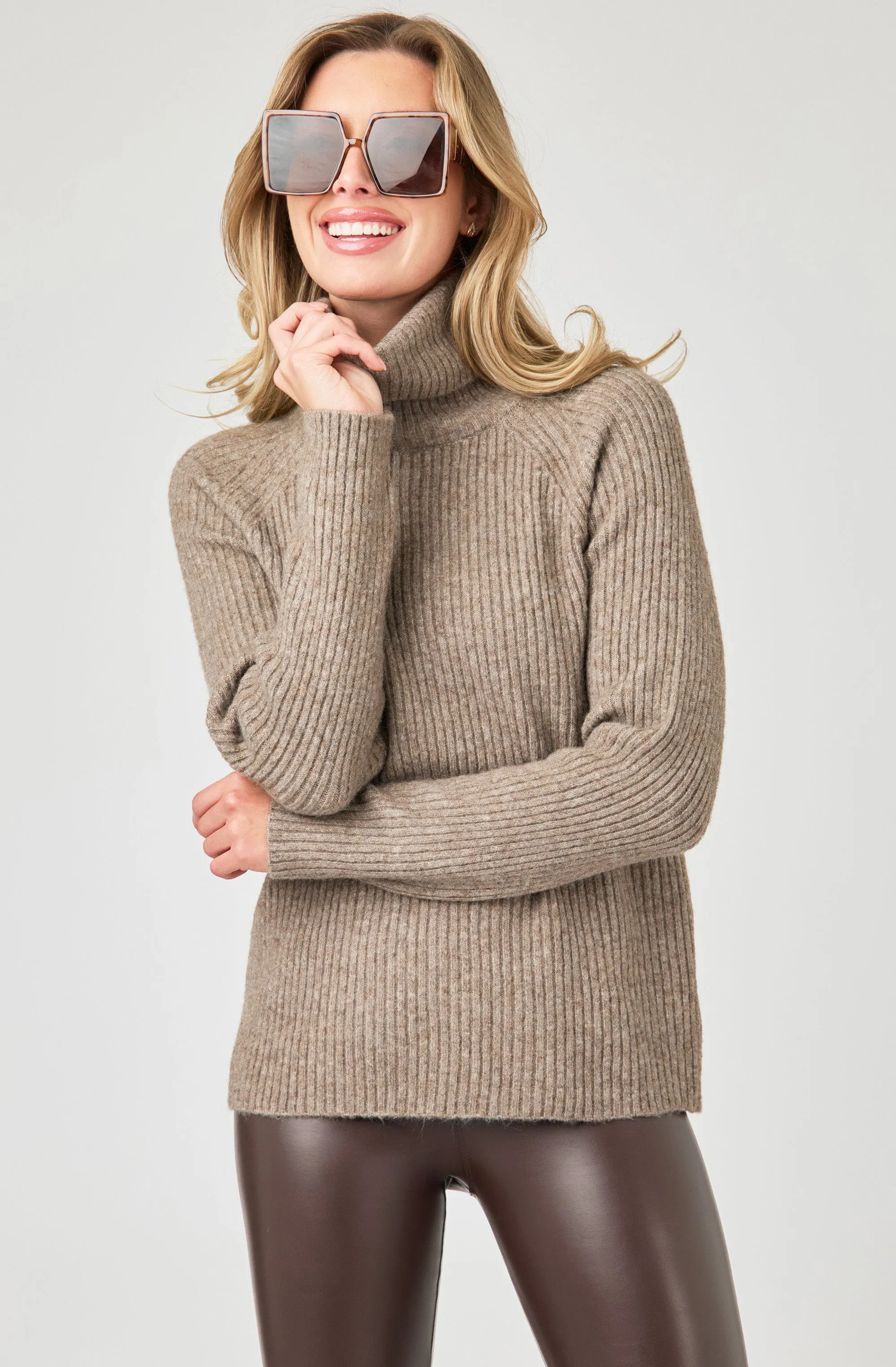 Boiled Ribbed Knit Turtleneck Sweater