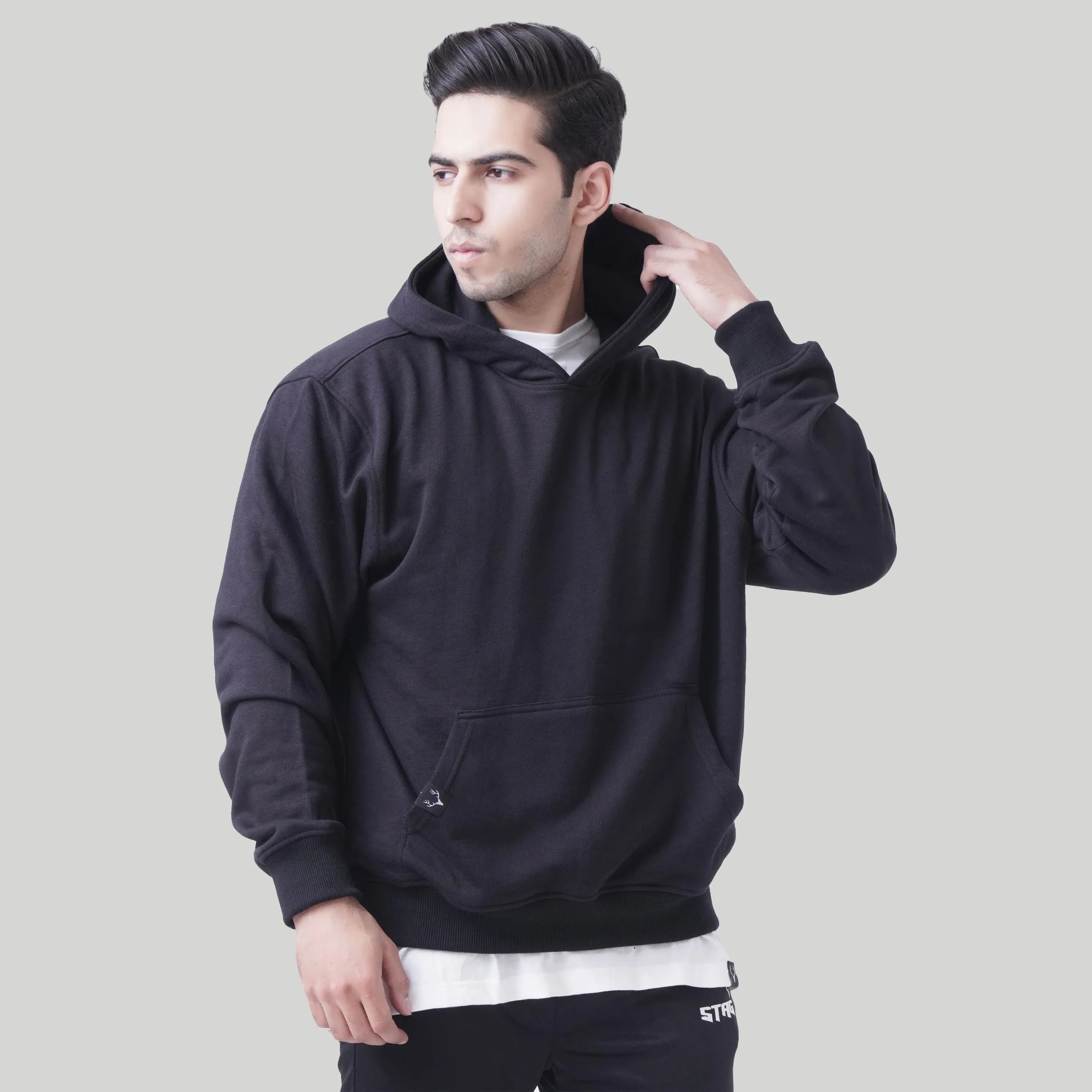 Boxy Fit Rest Day Unisex Hoodie (Black)