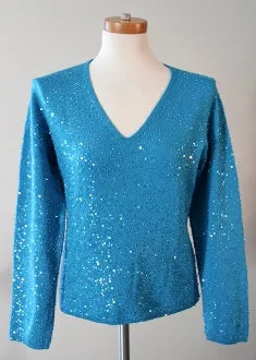 Bright Winter Aquamarine Sequin Sweater