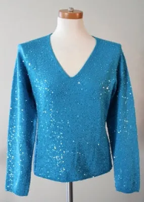 Bright Winter Aquamarine Sequin Sweater