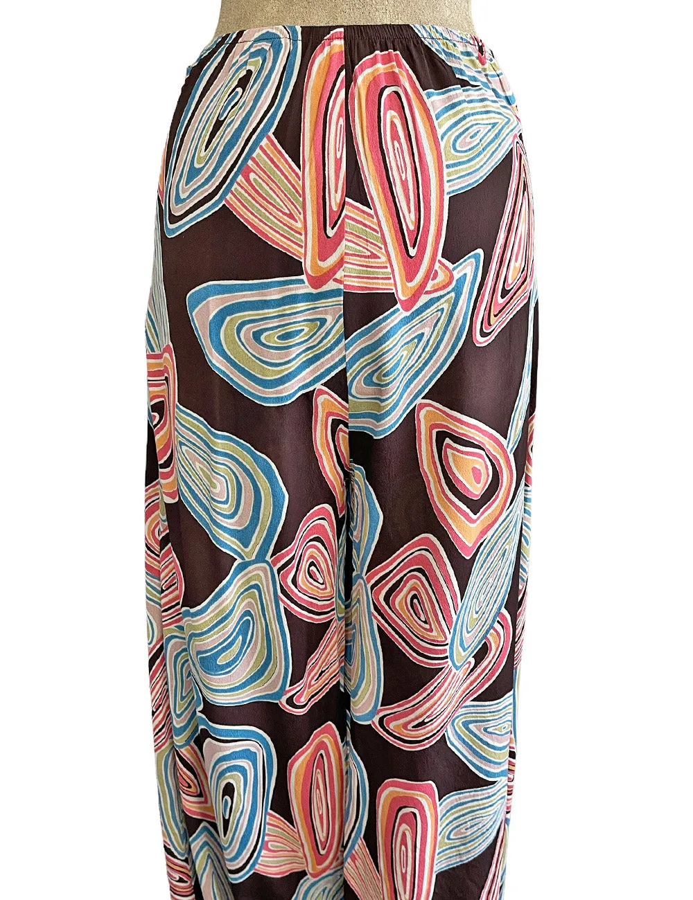 Brown Mid-Century Geode Print High Waist Palazzo Pants