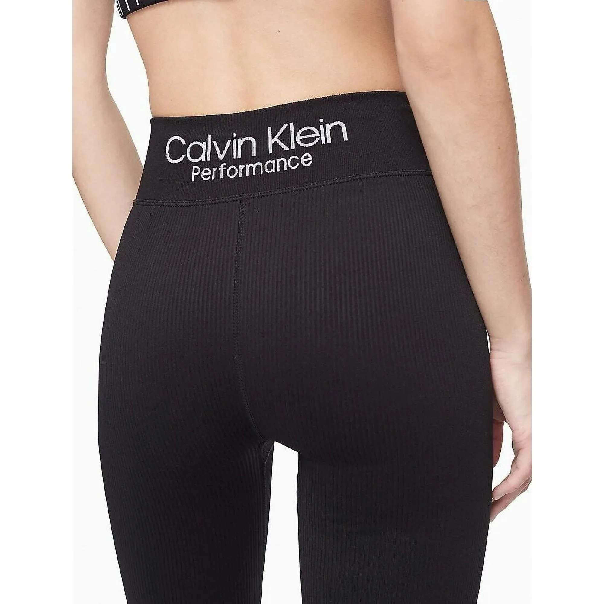 Calvin Klein Women's Ribbed Logo High Waist Bike Shorts