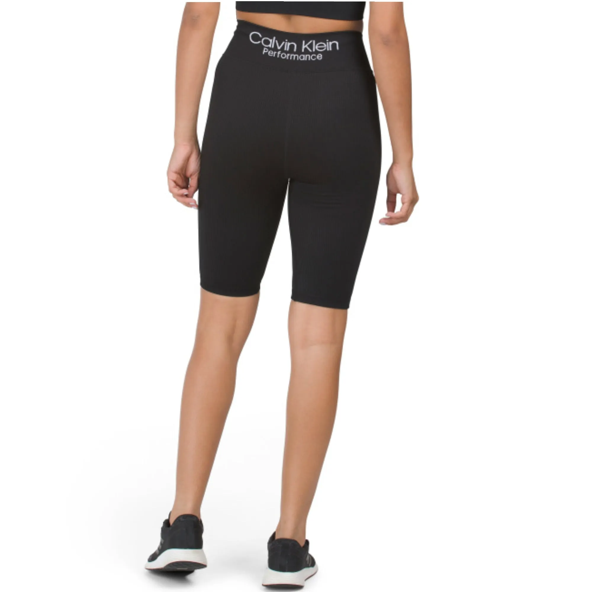 Calvin Klein Women's Ribbed Logo High Waist Bike Shorts