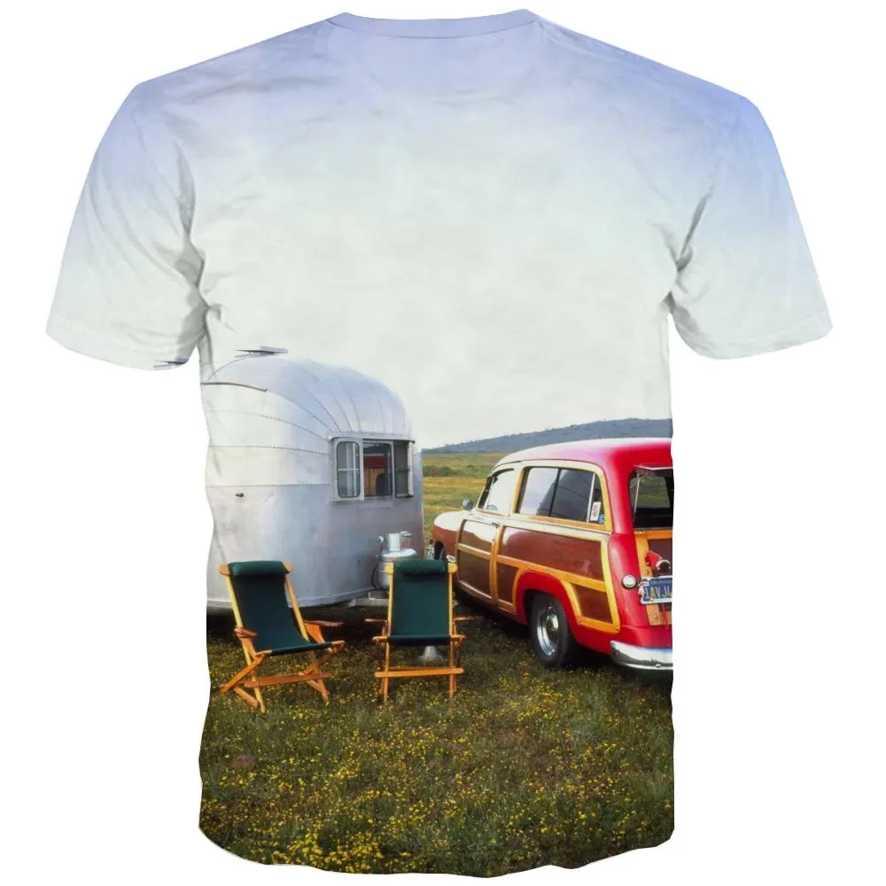 Camping T shirts Men Sunset T shirts Funny Forest Tshirts Cool Flame Tshirts Novelty