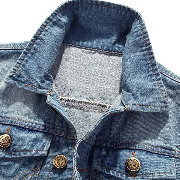 Casual Distressed Frayed Denim Vest