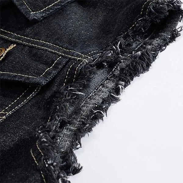 Casual Distressed Frayed Denim Vest