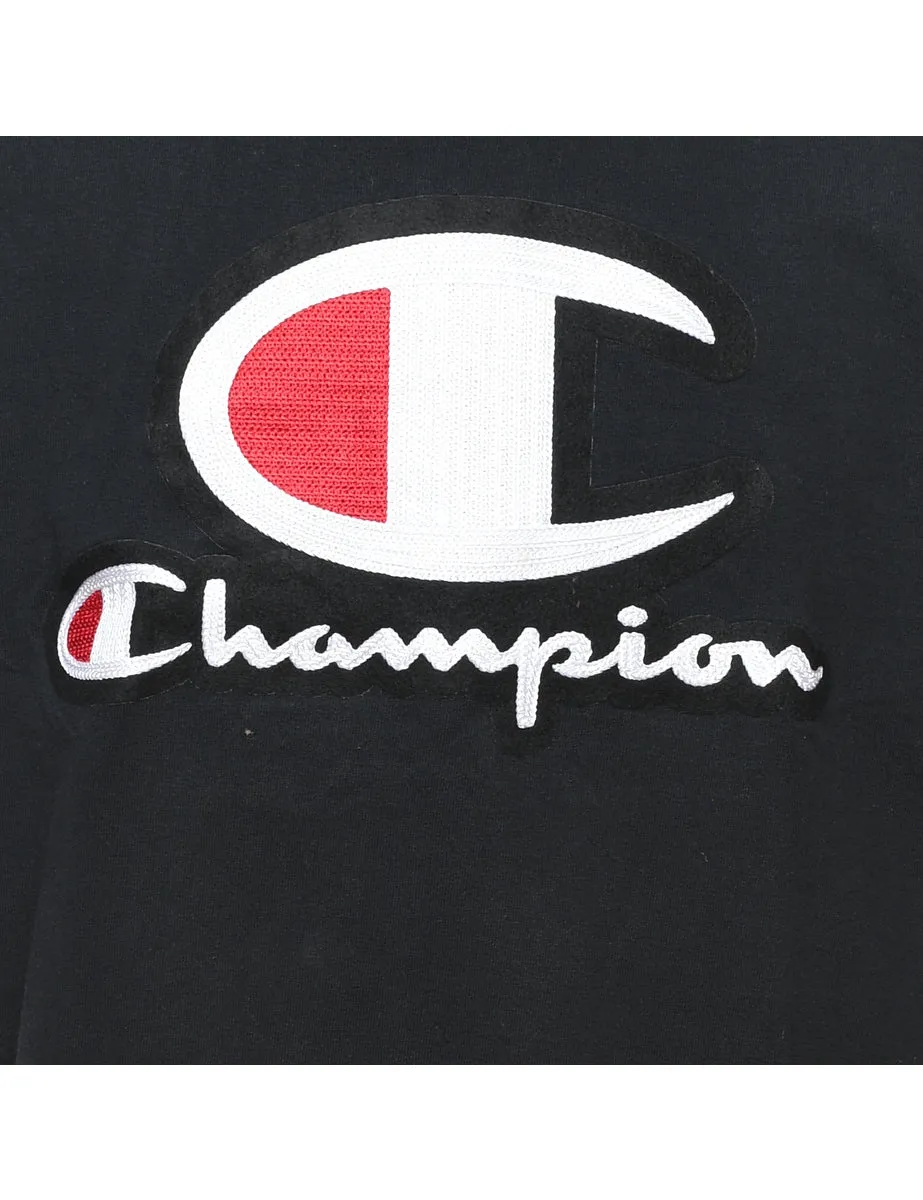 Champion Black, Red & White Embroidered Sports T-shirt - XL