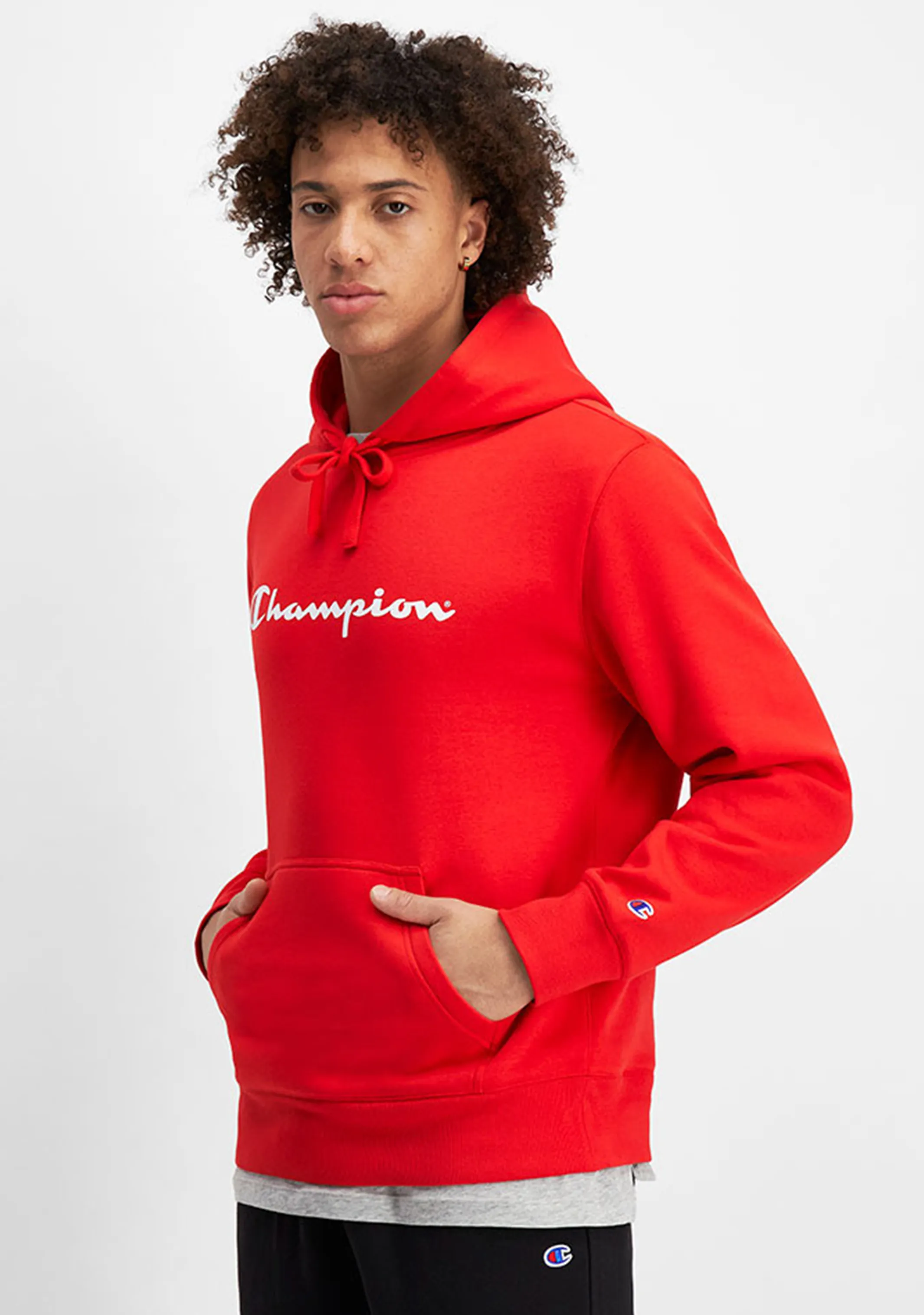 Champion Mens Script Logo Hoodie <br> AY79N GJR