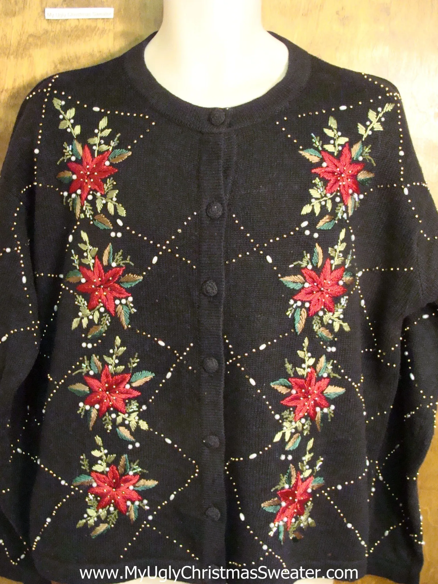 Cheap Ugly Christmas Sweater with Poinsettias