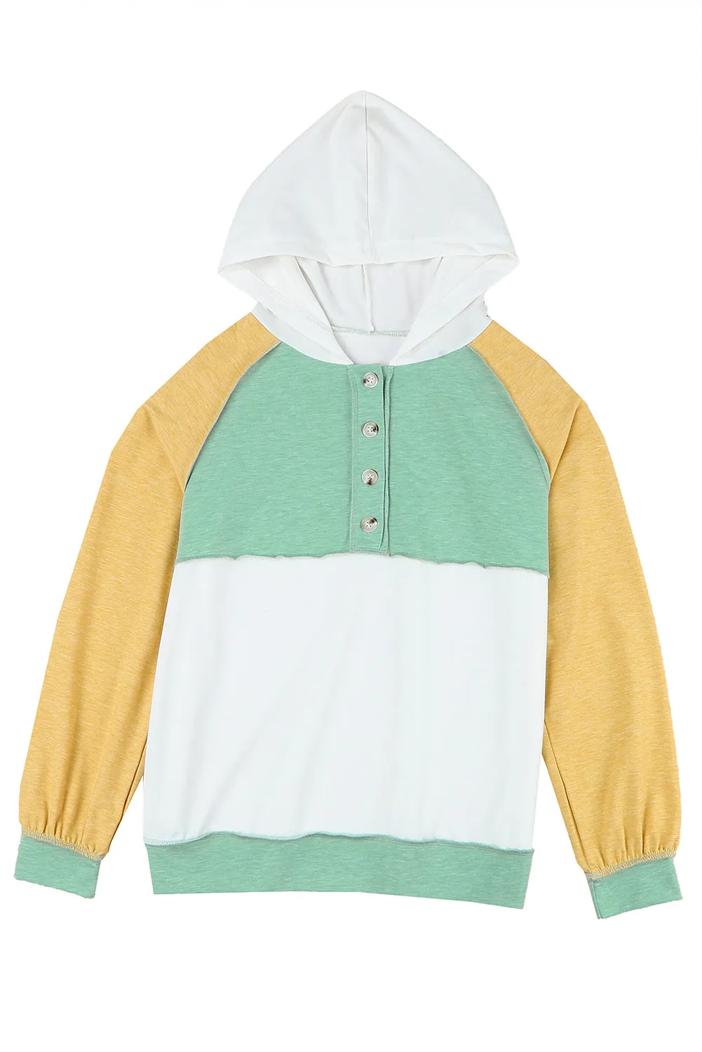 Color Block Quarter Button Hoodie