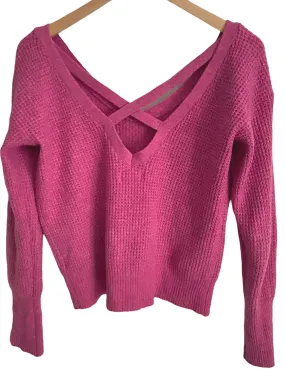 Cool Summer Pink Cross Back Sweater