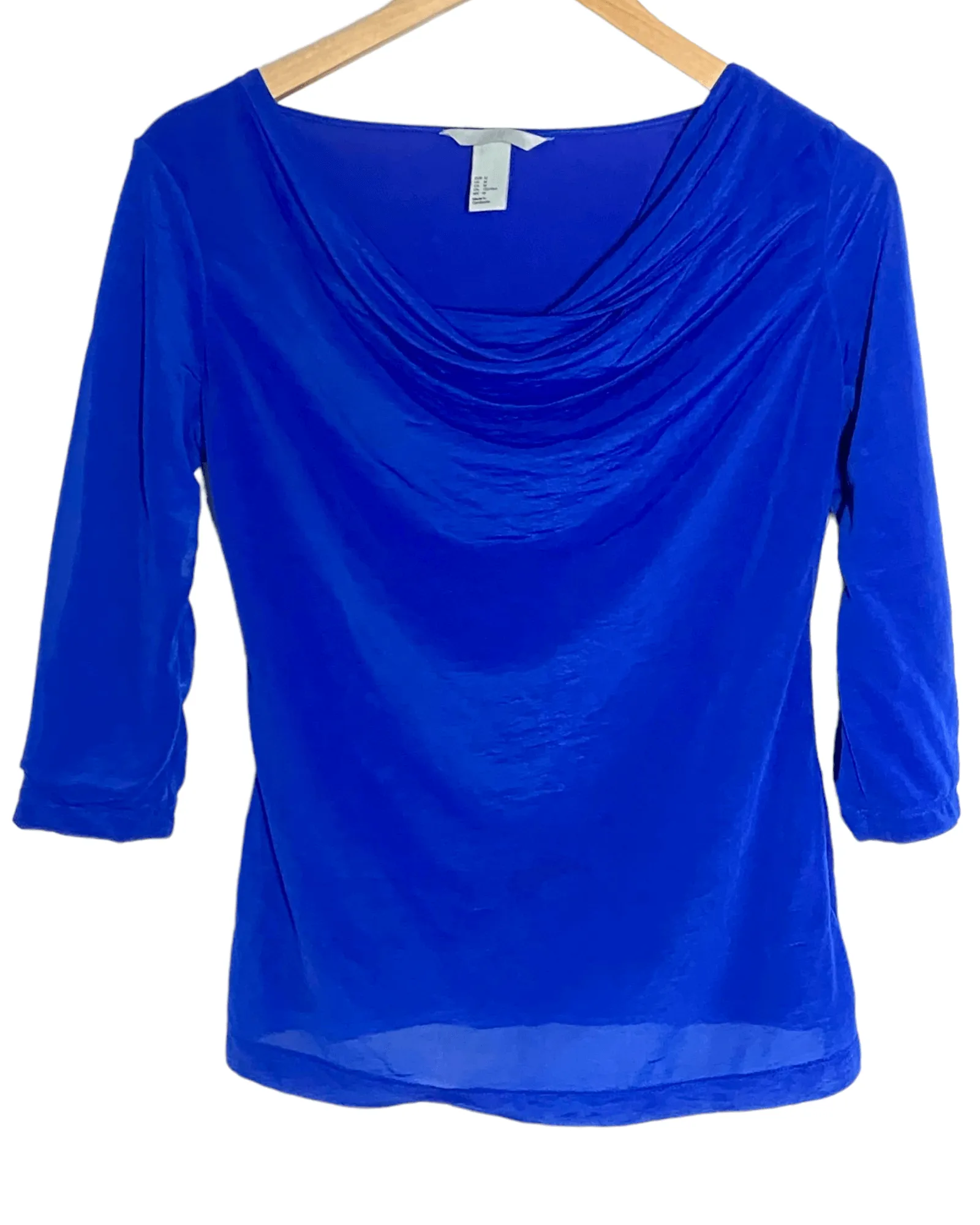 Cool Winter Cobalt Cowl Neck Knit Top